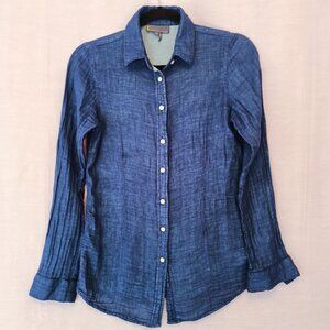100% Cotton Indigo Button-Down Shirt by Jeans by Buffalo Size XS